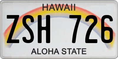 HI license plate ZSH726