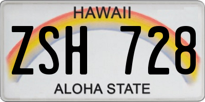 HI license plate ZSH728