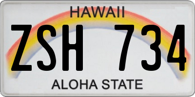 HI license plate ZSH734