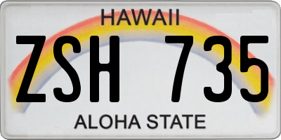 HI license plate ZSH735