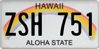 HI license plate ZSH751