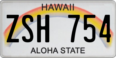HI license plate ZSH754