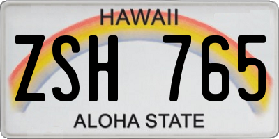HI license plate ZSH765
