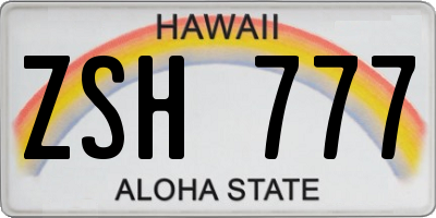 HI license plate ZSH777