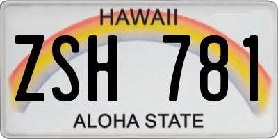HI license plate ZSH781