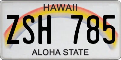 HI license plate ZSH785
