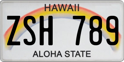 HI license plate ZSH789