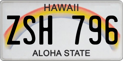 HI license plate ZSH796