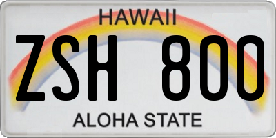 HI license plate ZSH800