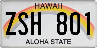 HI license plate ZSH801