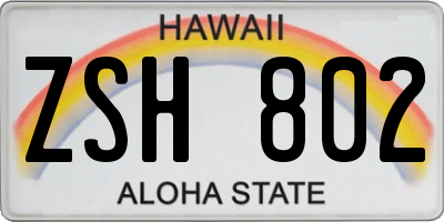 HI license plate ZSH802
