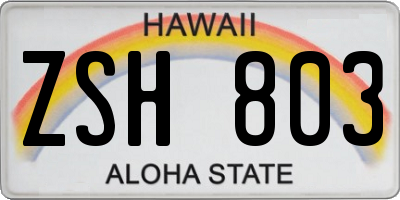 HI license plate ZSH803