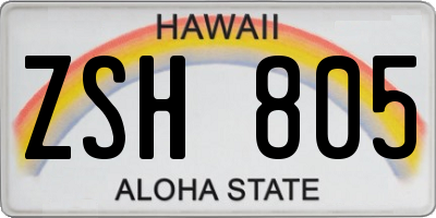 HI license plate ZSH805