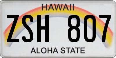 HI license plate ZSH807