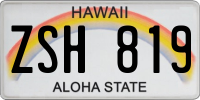 HI license plate ZSH819
