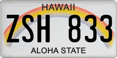 HI license plate ZSH833
