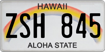 HI license plate ZSH845