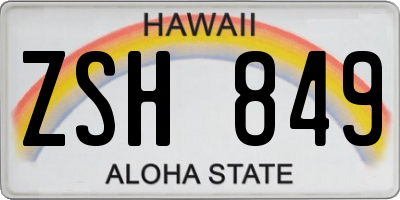 HI license plate ZSH849