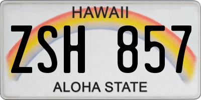HI license plate ZSH857