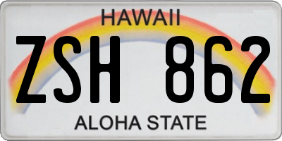 HI license plate ZSH862