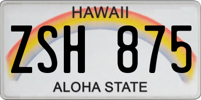 HI license plate ZSH875