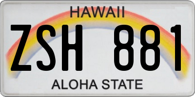 HI license plate ZSH881
