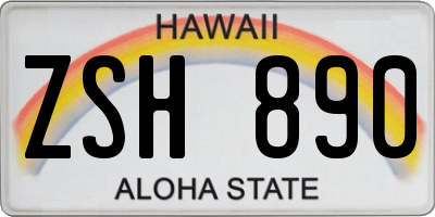 HI license plate ZSH890