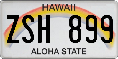 HI license plate ZSH899