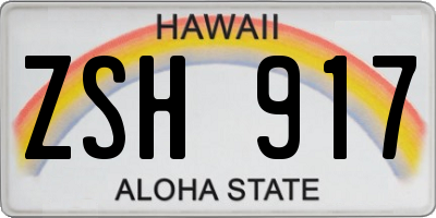 HI license plate ZSH917