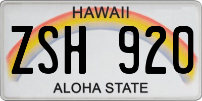 HI license plate ZSH920