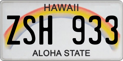 HI license plate ZSH933