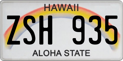 HI license plate ZSH935