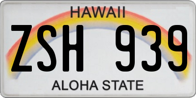 HI license plate ZSH939
