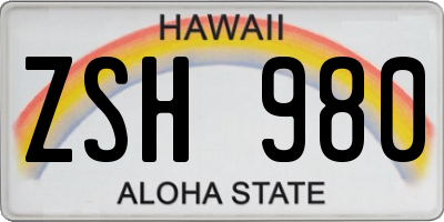 HI license plate ZSH980
