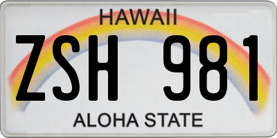 HI license plate ZSH981