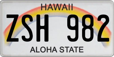 HI license plate ZSH982