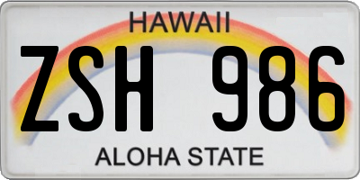 HI license plate ZSH986