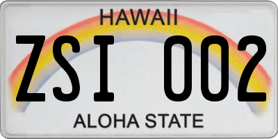 HI license plate ZSI002