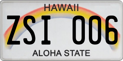 HI license plate ZSI006