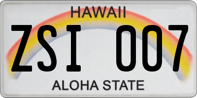 HI license plate ZSI007