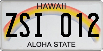HI license plate ZSI012