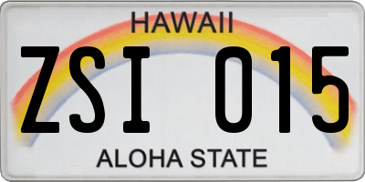 HI license plate ZSI015