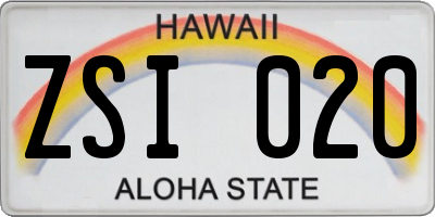 HI license plate ZSI020