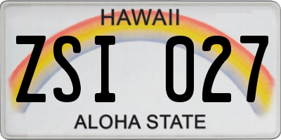 HI license plate ZSI027