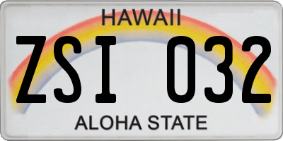 HI license plate ZSI032