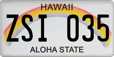 HI license plate ZSI035