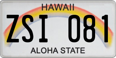 HI license plate ZSI081