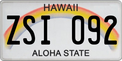 HI license plate ZSI092