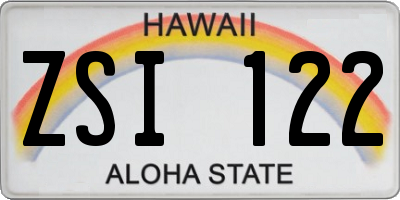 HI license plate ZSI122