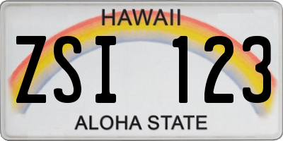 HI license plate ZSI123